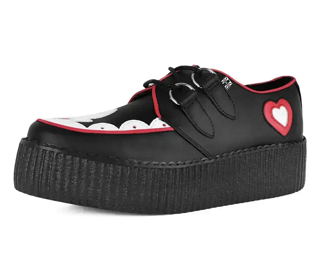 Image of Black & Red Scallop Heart Viva Mondo Creeper