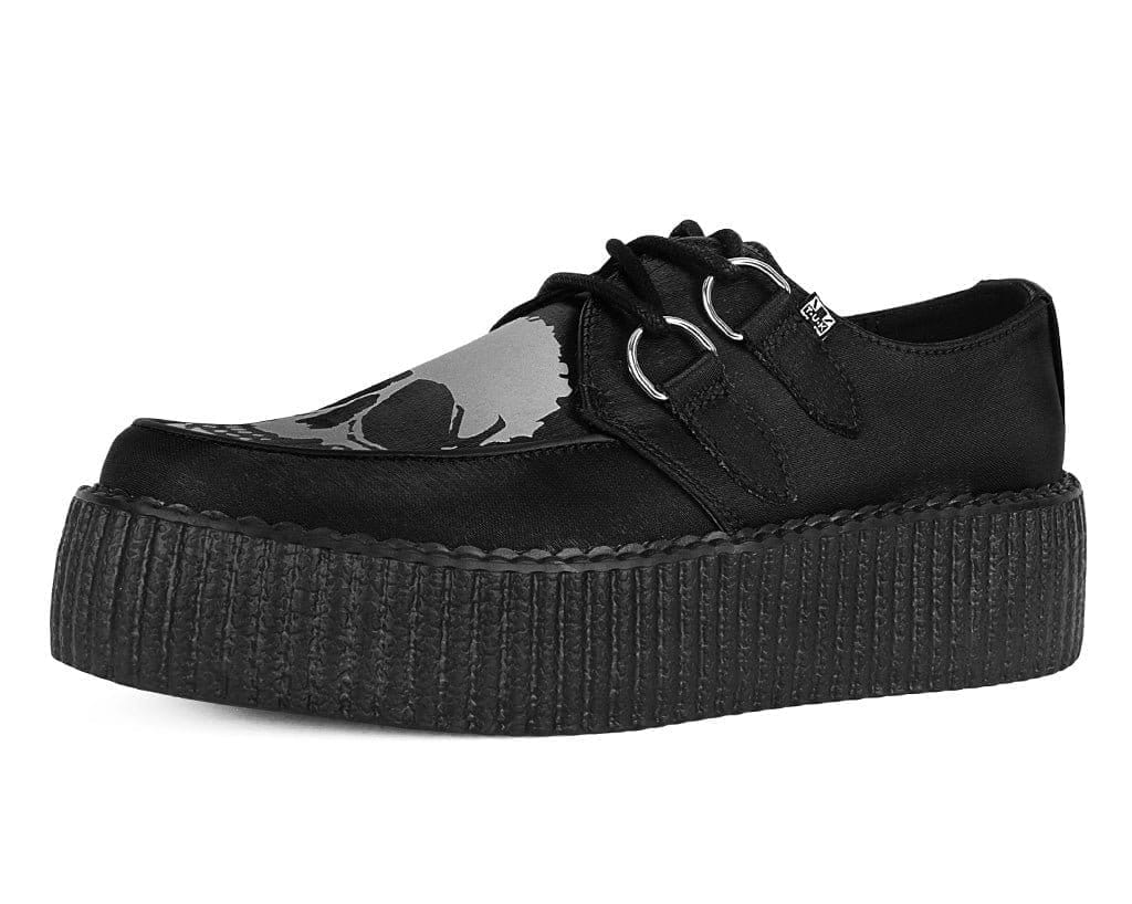 Image of Black Satin Glow Skull Viva Mondo Creeper