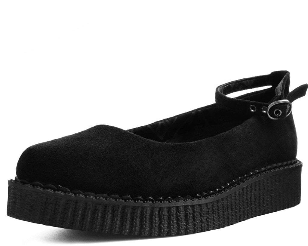 Image of Black Pointed Ballet Ankle Strap Creeper