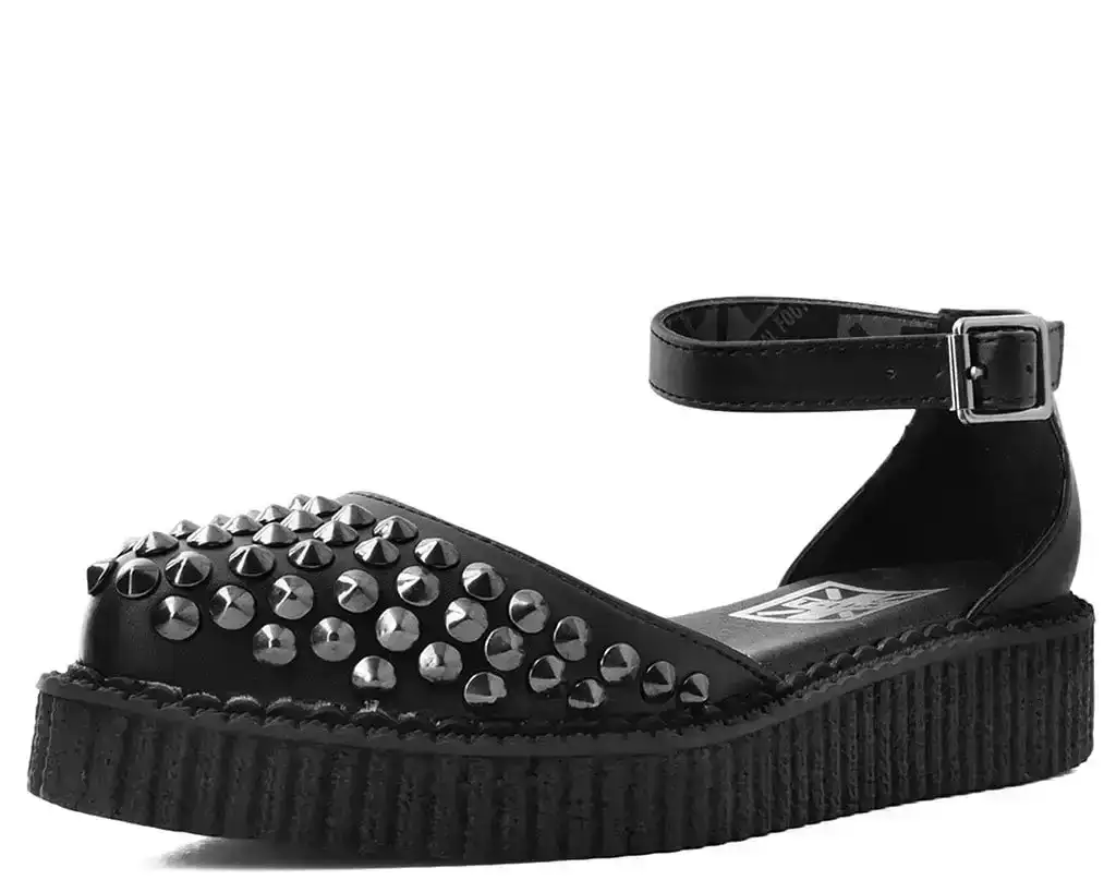 Image of Black TUKskin™ Pointed Studded Sandal