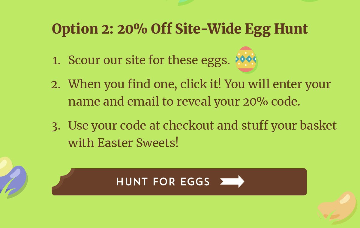 Easter Promo Graphic. Save 15% site-wide with code BUNNY.