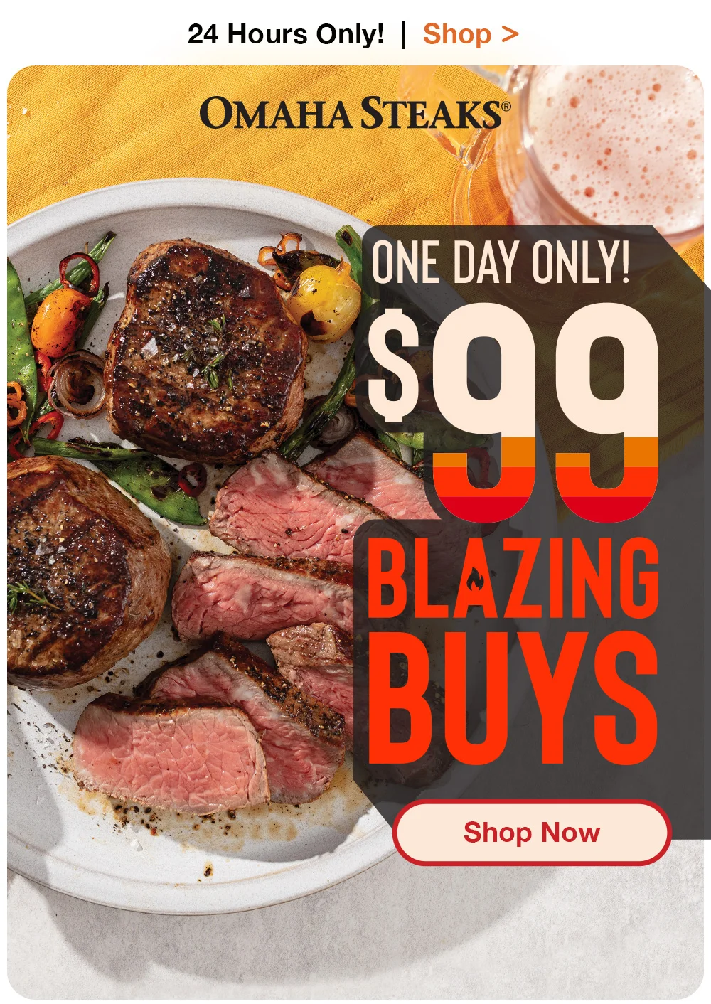 24 Hours Only! | Shop > OMAHA STEAKS® | ONE-DAY ONLY! \\$99 BLAZING BUYS || Shop Now