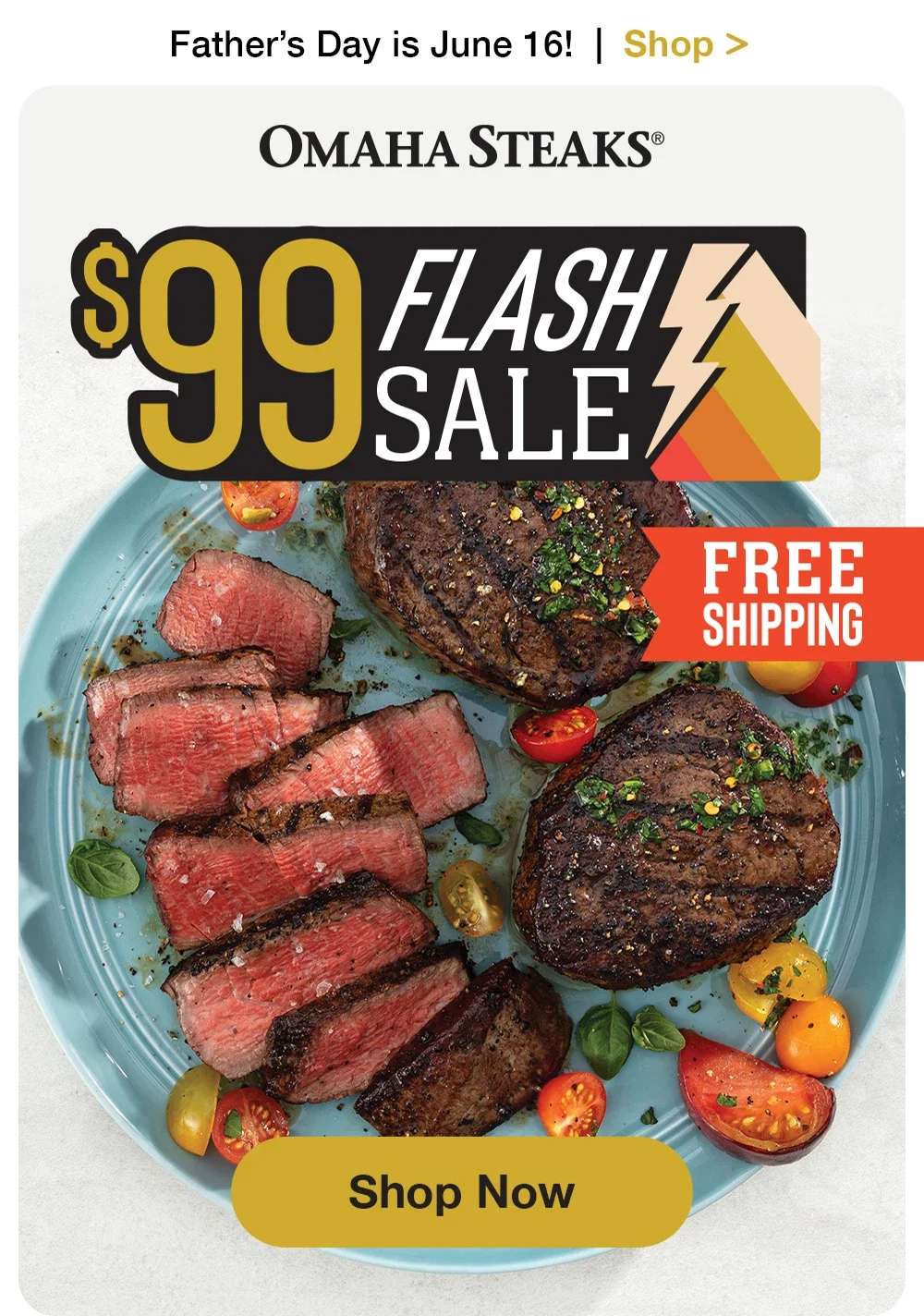 Father's Day is June 16! | Shop > OMAHA STEAKS® | \\$99 FLASH SALE || Shop Now