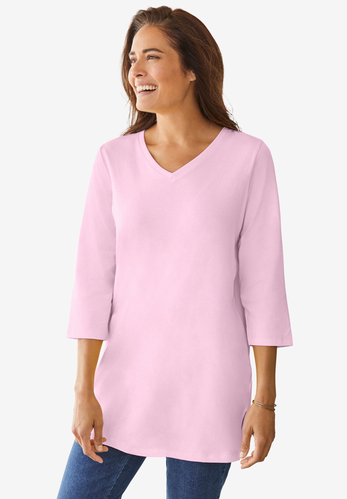 Perfect ThreeQuarter Sleeve VNeck Tunic\ufeff