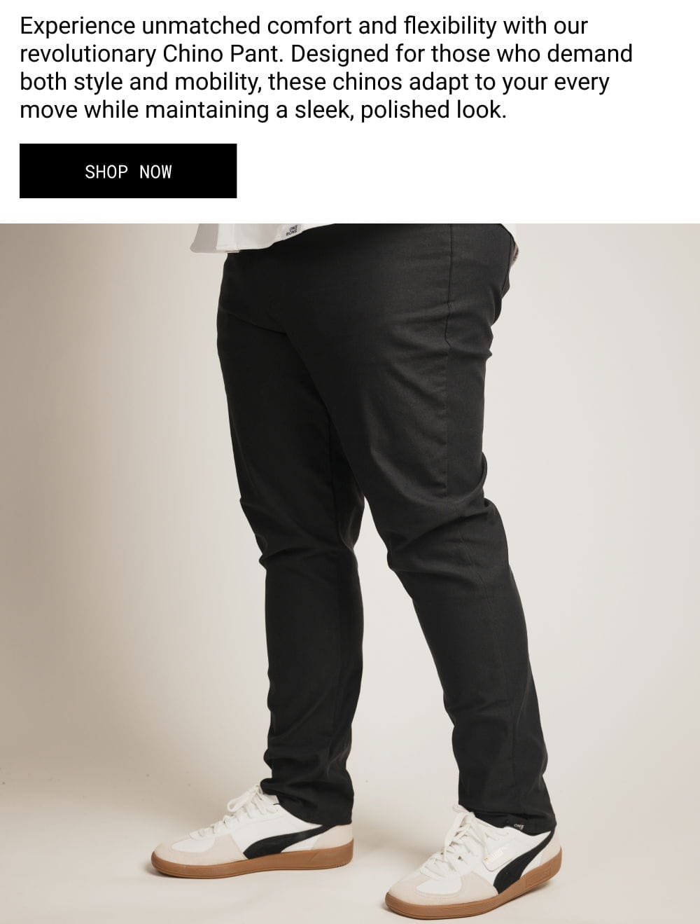 chino pants in black and khaki