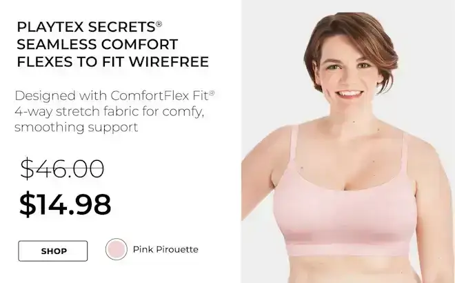 Playtex Secrets Seamless Comfort Flexes To Fit Wirefree Bra