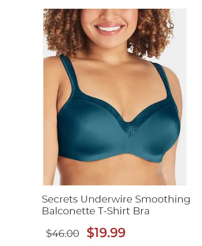 Playtex Secrets Underwire Full-Coverage Smoothing Balconette T-Shirt Bra for Full Figures