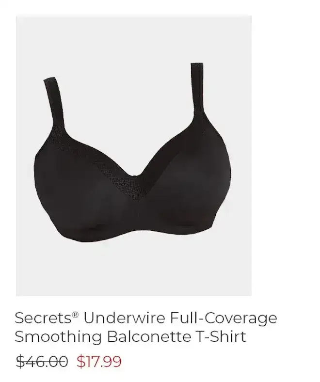 Playtex Secrets Underwire Full-Coverage Smoothing Balconette T-Shirt Bra For Full Figures