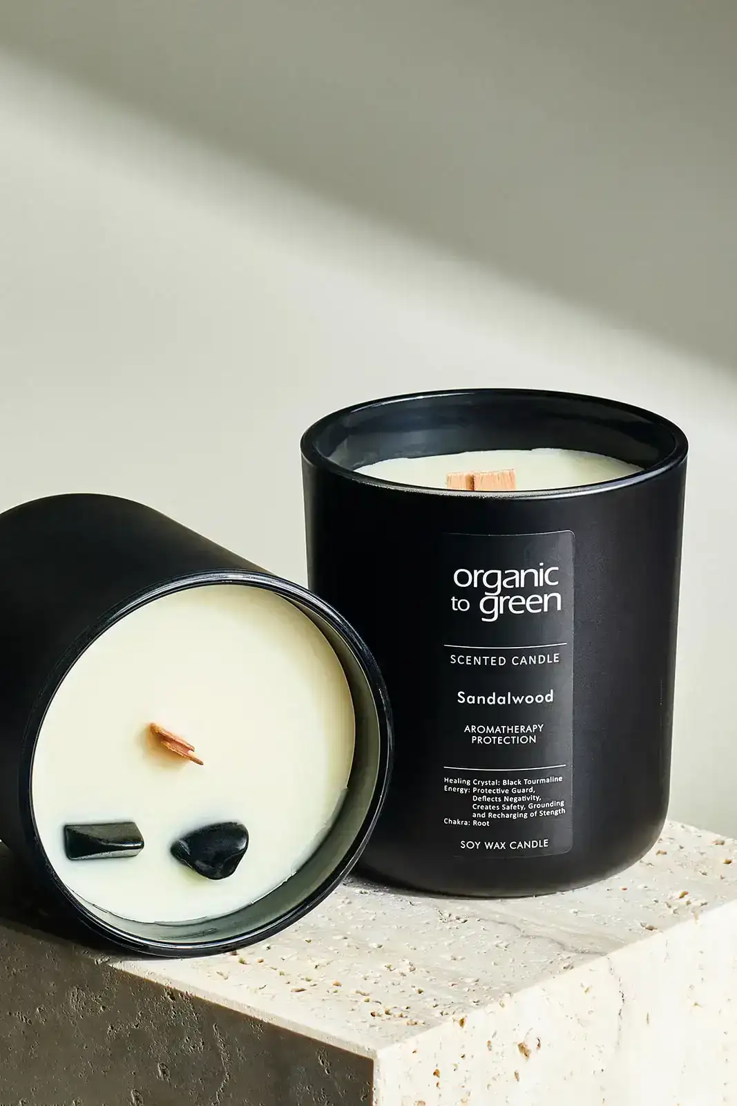 Image of PROTECTION - Sandalwood Aromatherapy with Black Tourmaline CANDLE