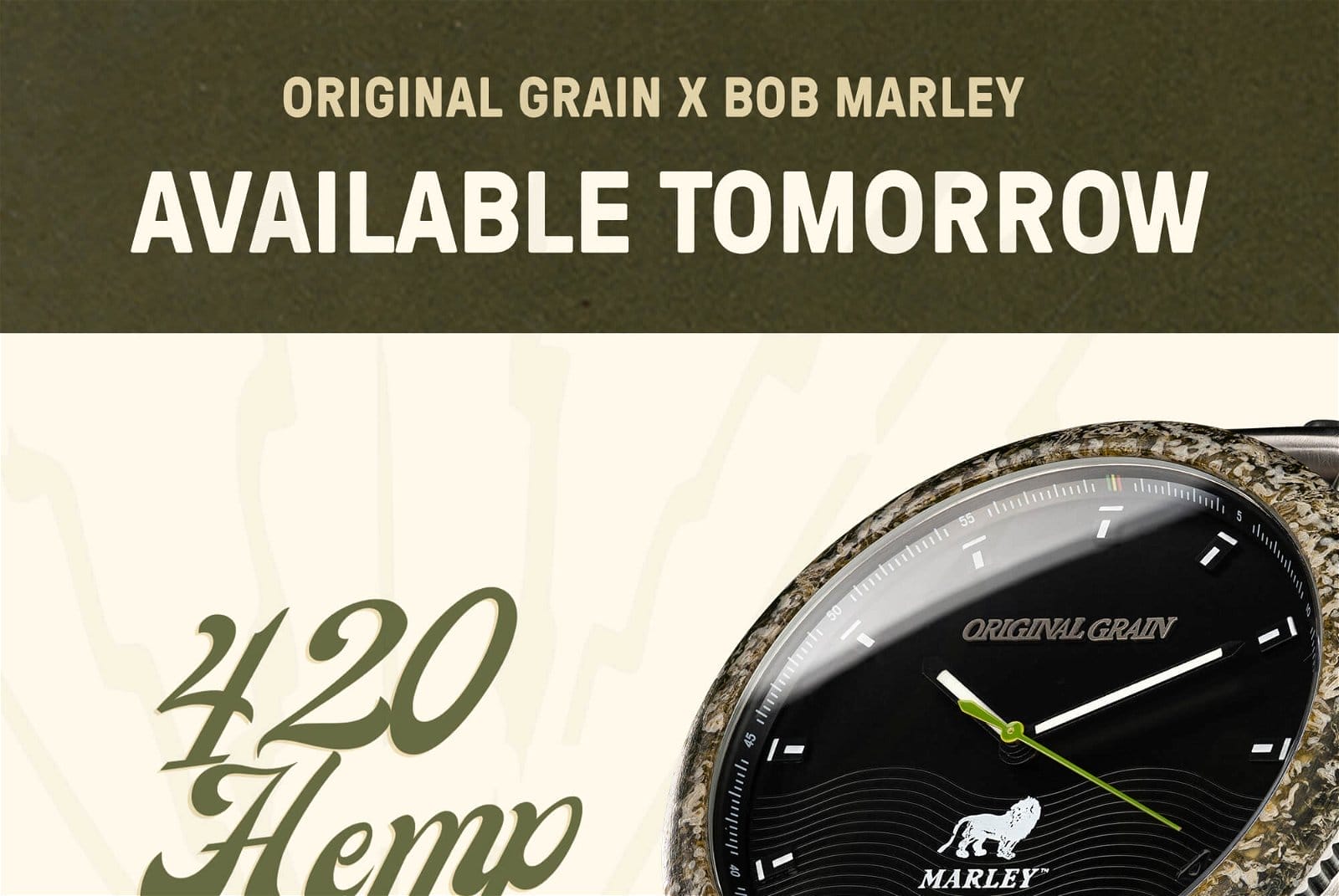 Original Grain x Bob Marley Limited Hemp Watch Coming Soon