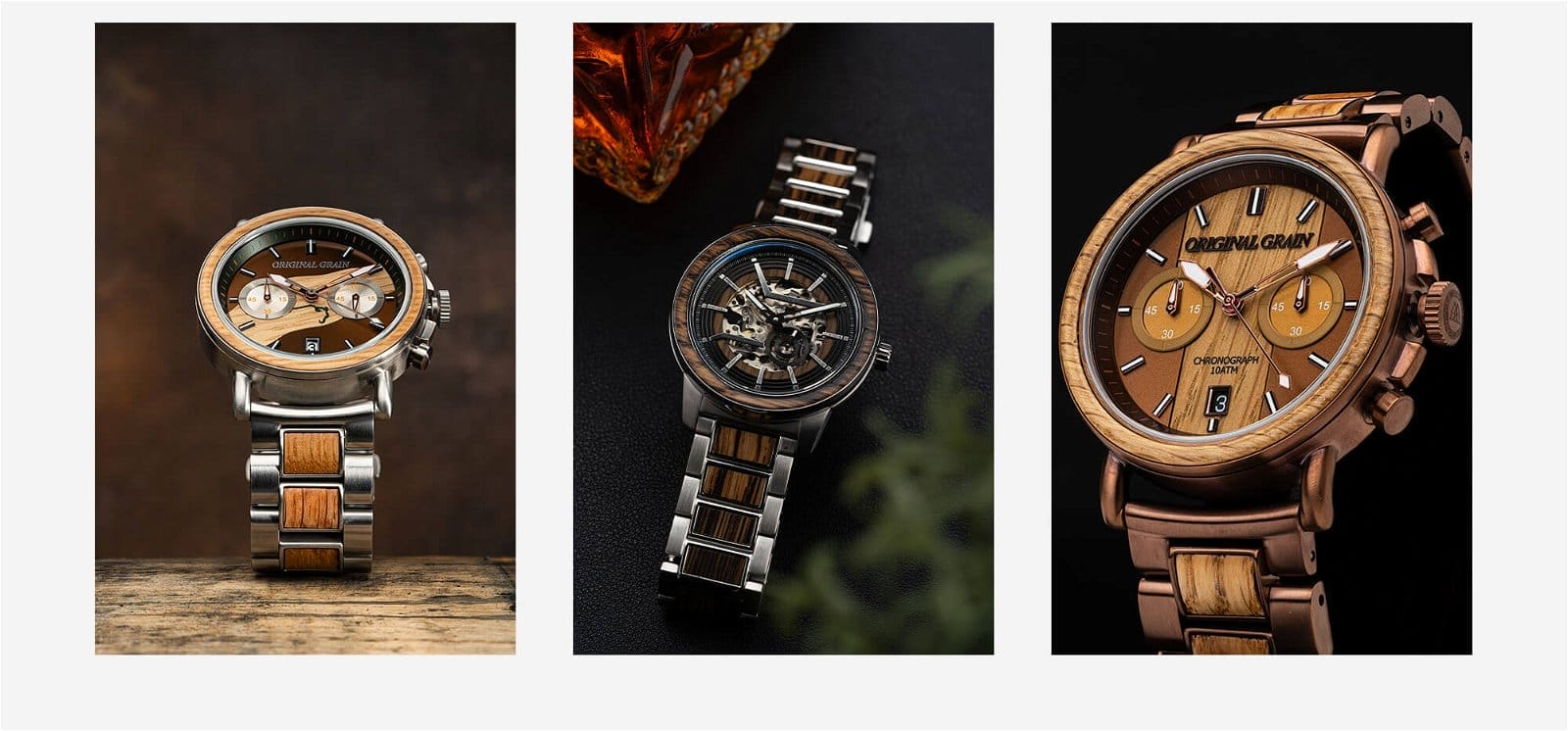 Original Grain's watches and rings Made with wood from WHISKEY barrels