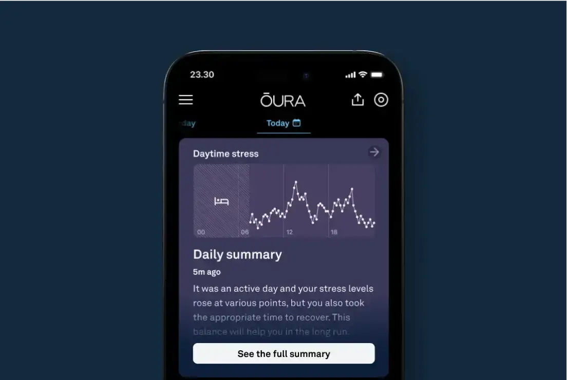 Picuture showing the daytime stress feature in the Oura app