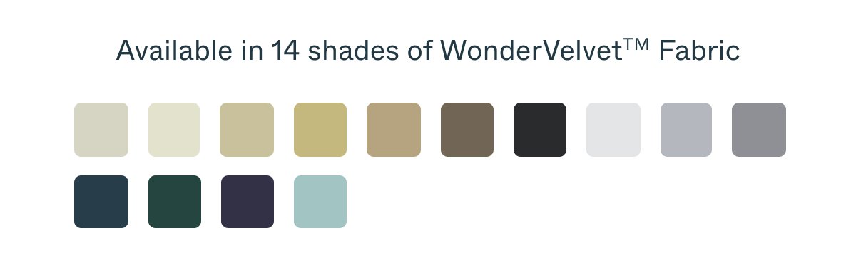 Available in 14 shades of wondervelvet fabric