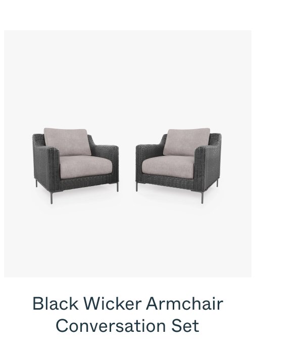 Black Wicker Armchair Conversation Set