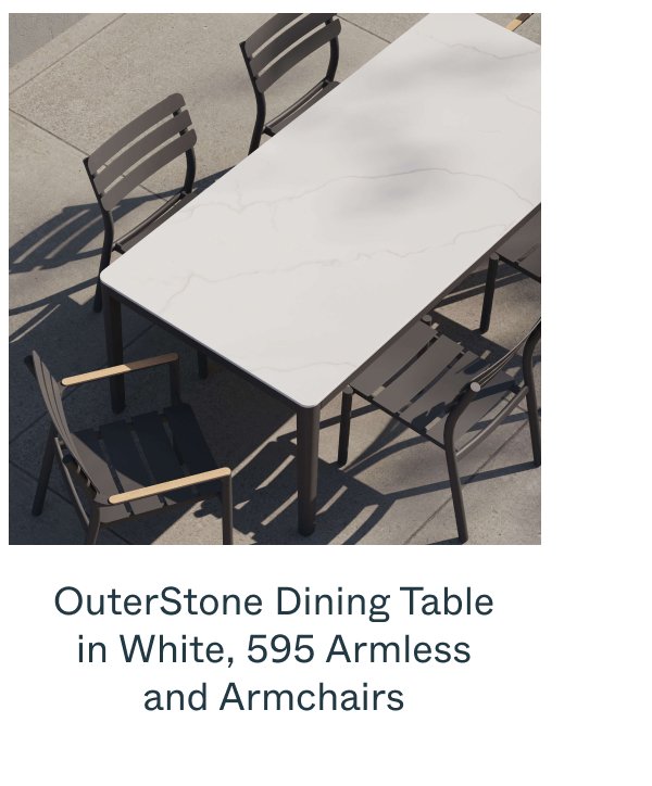 OuterStone Dining Table in White, 595 Armless and Armchairs