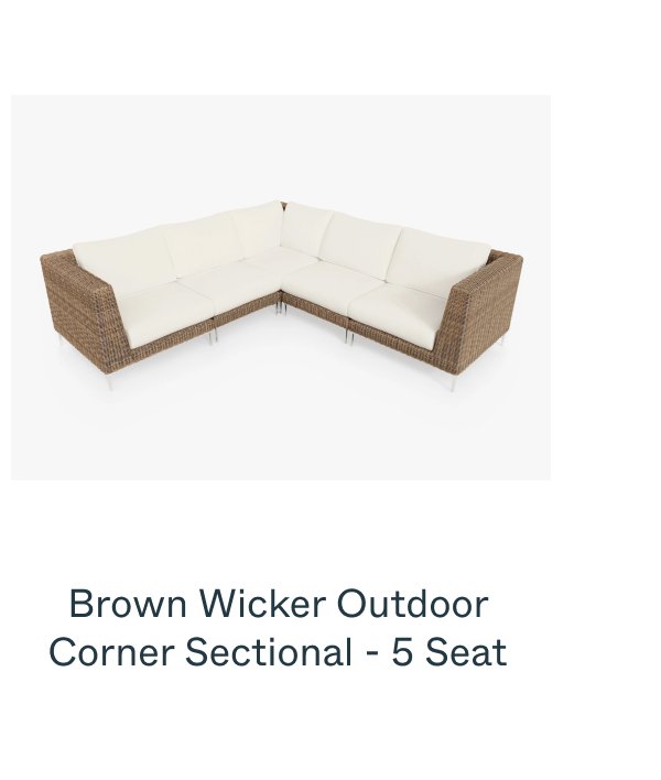 Brown Wicker Outdoor Corner Sectional - 5 Seat