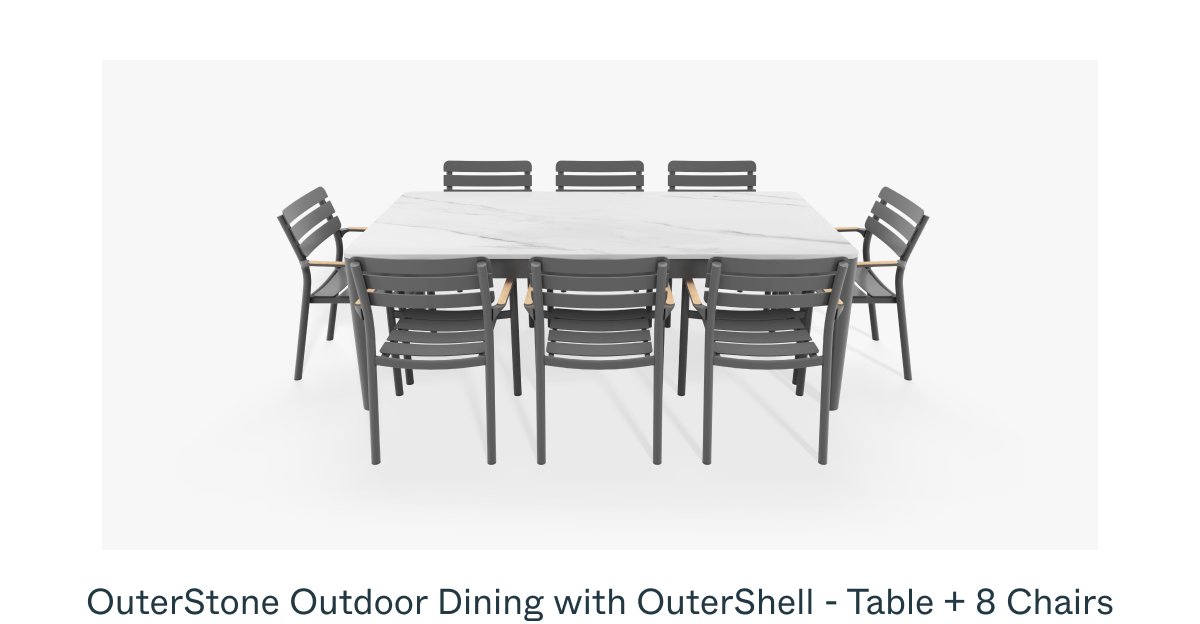 OuterStone Outdoor Dining with OuterShell - Table + 8 Chairs