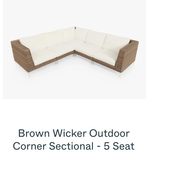 Brown Wicker Outdoor Corner Sectional - 5 Seat