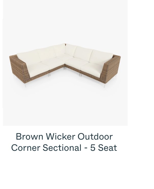 Brown Wicker Outdoor Corner Sectional - 5 Seat