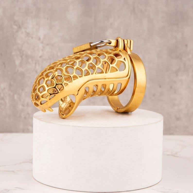 24K Gold Dragon Chastity FLAT Ring 3.34" / 85mm