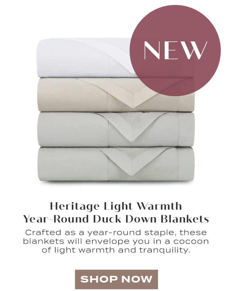 White Heritage Light Warmth Year-Round Duck Down Blanket