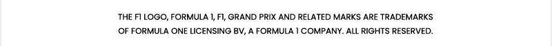 The F1 logo, FORMULA 1, F1, GRAND PRIX and related marks are trademarks of Formula One Licensing BV, a Formula 1 company. All rights reserved.