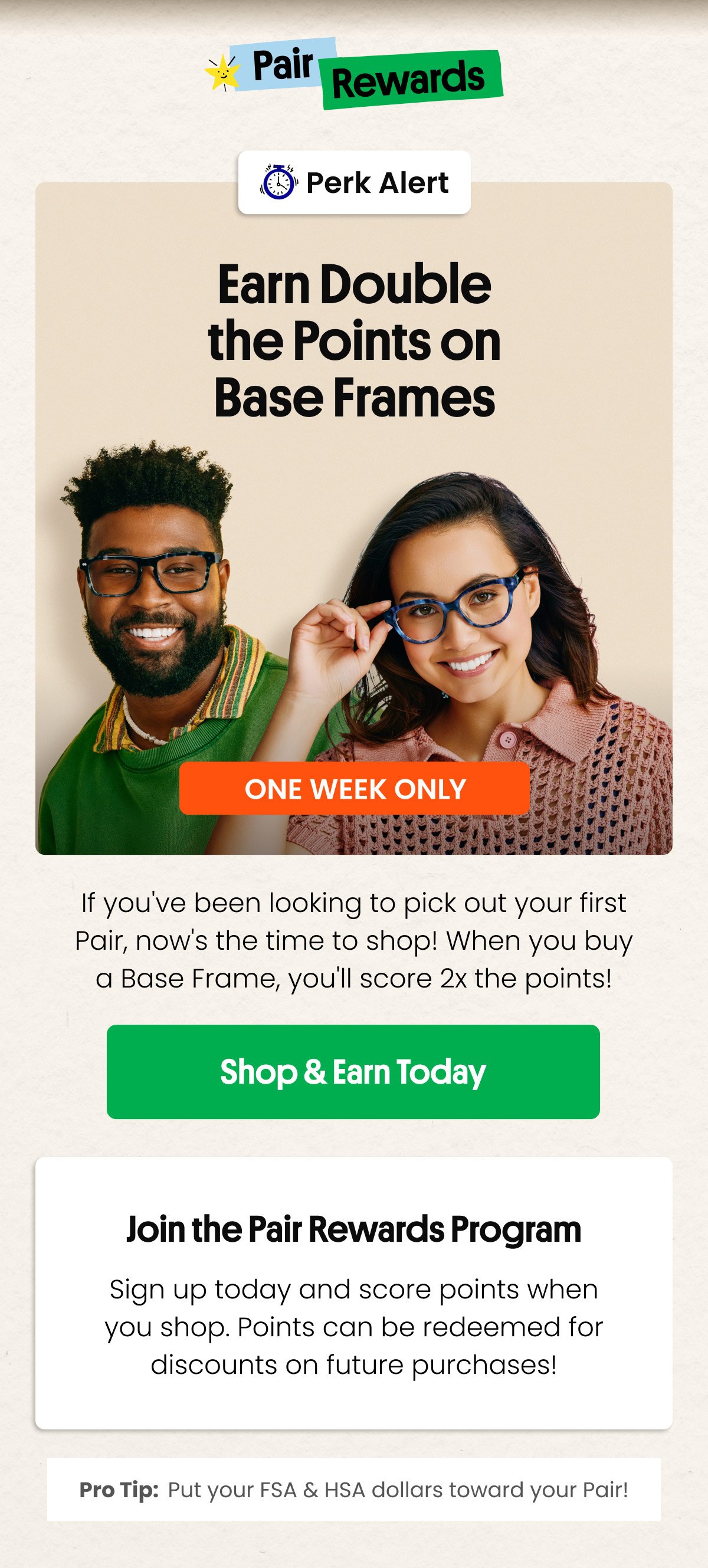 Earn Double the Points on Base Frames