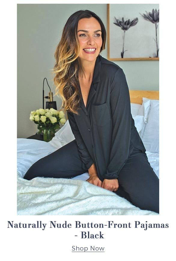 Naturally Nude Button-Front Pajamas - Black