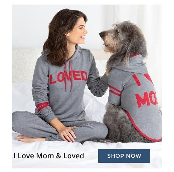 I Love Mom & Loved Matching Pet & Owner PJs