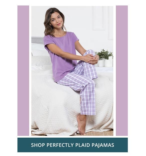 Perfectly Plaid Short Sleeve Pajamas - Purple Plaid