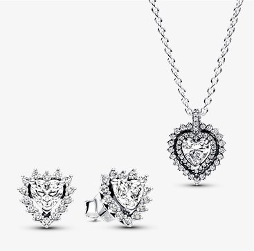 Sparkling Double Heart Halo Jewelry Gift Set