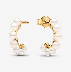 Treated Freshwater Cultured Pearls Open Hoop Earrings