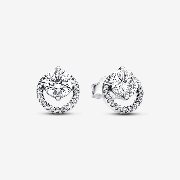 Sparkling Round Halo Stud Earrings