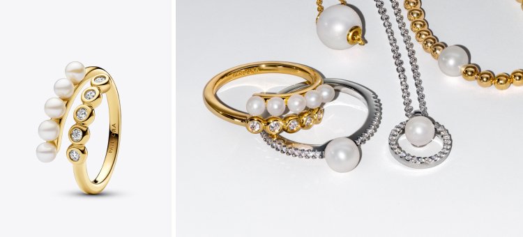 Treated Freshwater Cultured Pearls & Stones Open Ring