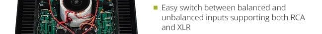 Easy switch between balanced and unbalanced inputs supporting both RCA and XLR