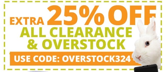Take an extra 25 PERCENT OFF all clearance and overstock