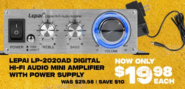 Lepai LP-2020AD Digital Hi-Fi Audio Mini Amplifier with Power Supply, now only \\$19.98 each.