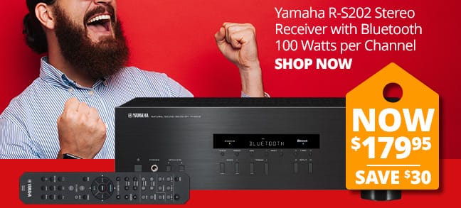 Yamaha R-S202 Stereo Receiver with Bluetooth 100 Watts per Channel. SHOP NOW