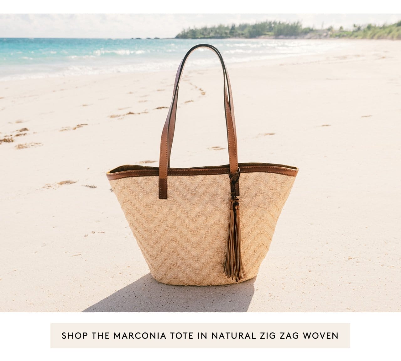 Shop the Marconia Tote in Natural Zig Zag Woven