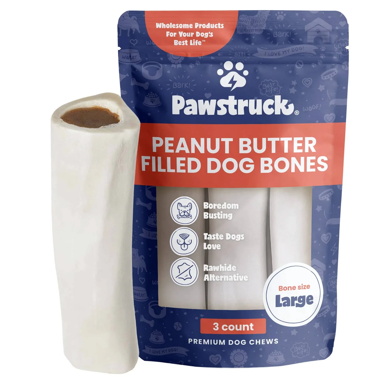 Image of Peanut Butter Filled Dog Bones (Large)