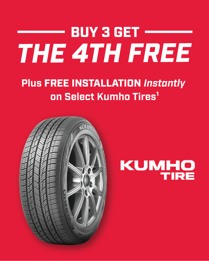 Buy 3 Get the 4th Free plus Free Installation Instantly on select Kumho Tires1