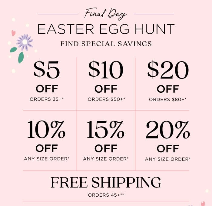Last Chance To Find The Easter Egg! Save Up To \\$20 Off