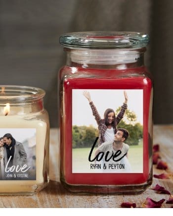 Love Photo Scented Glass Candle Jar