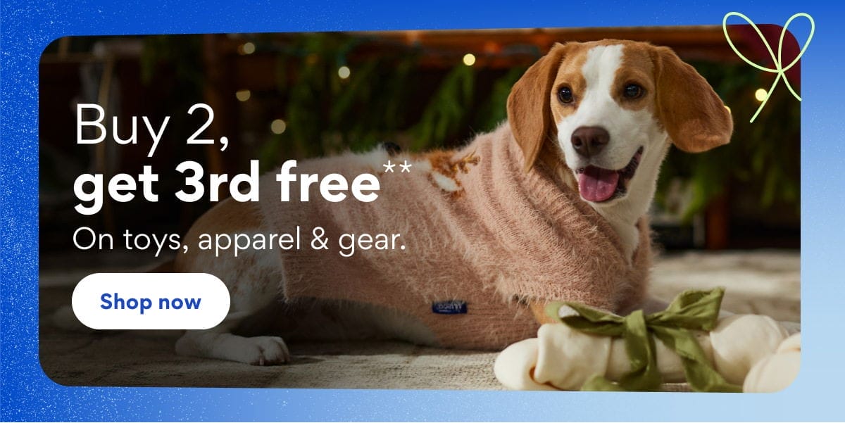 Buy 2, get 3rd free on toys, apparel & gear