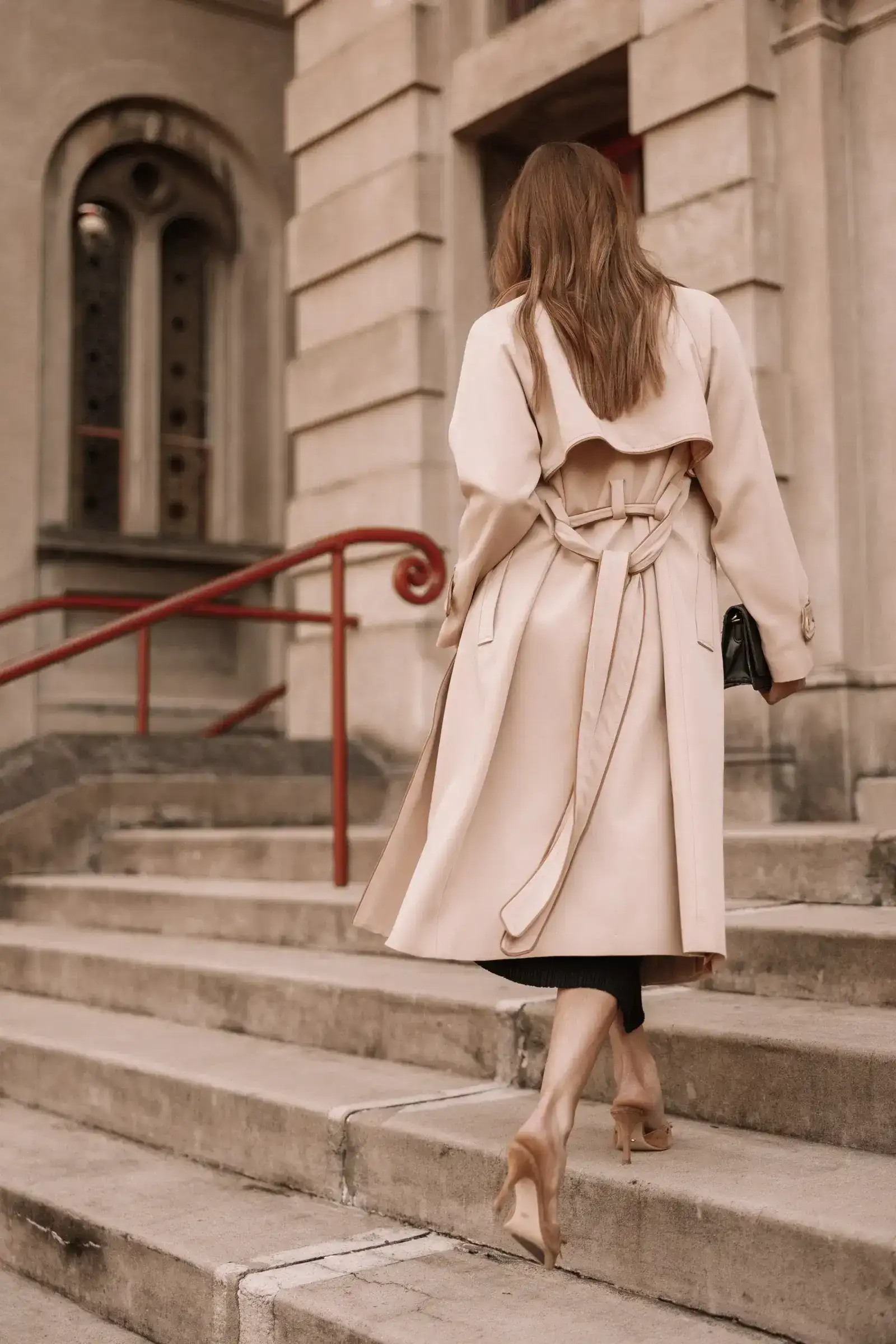 Image of Cayenne Contrast Binding Trench Coat - Camel