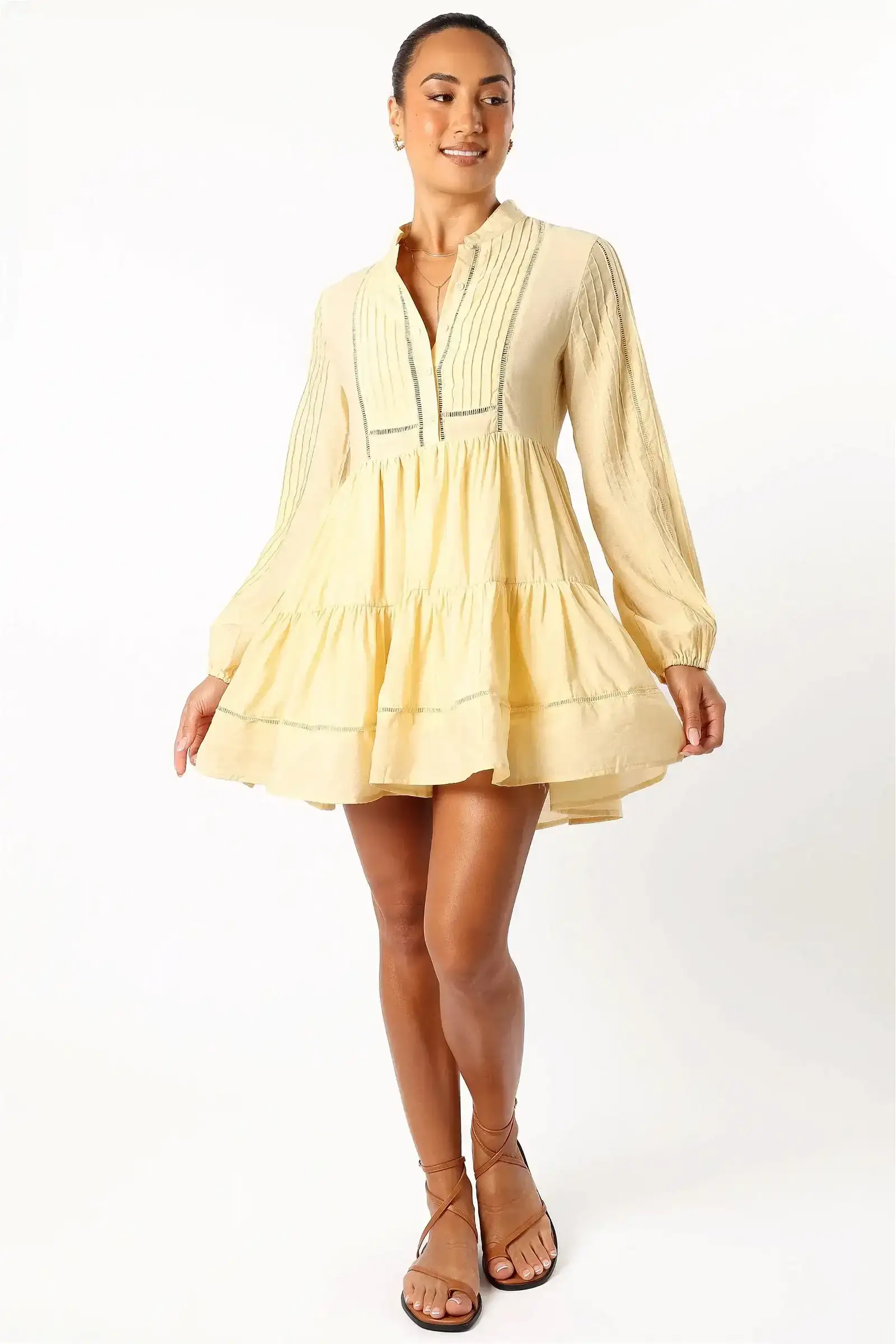 Image of Denali Long Sleeve Mini Dress - Tan Yellow