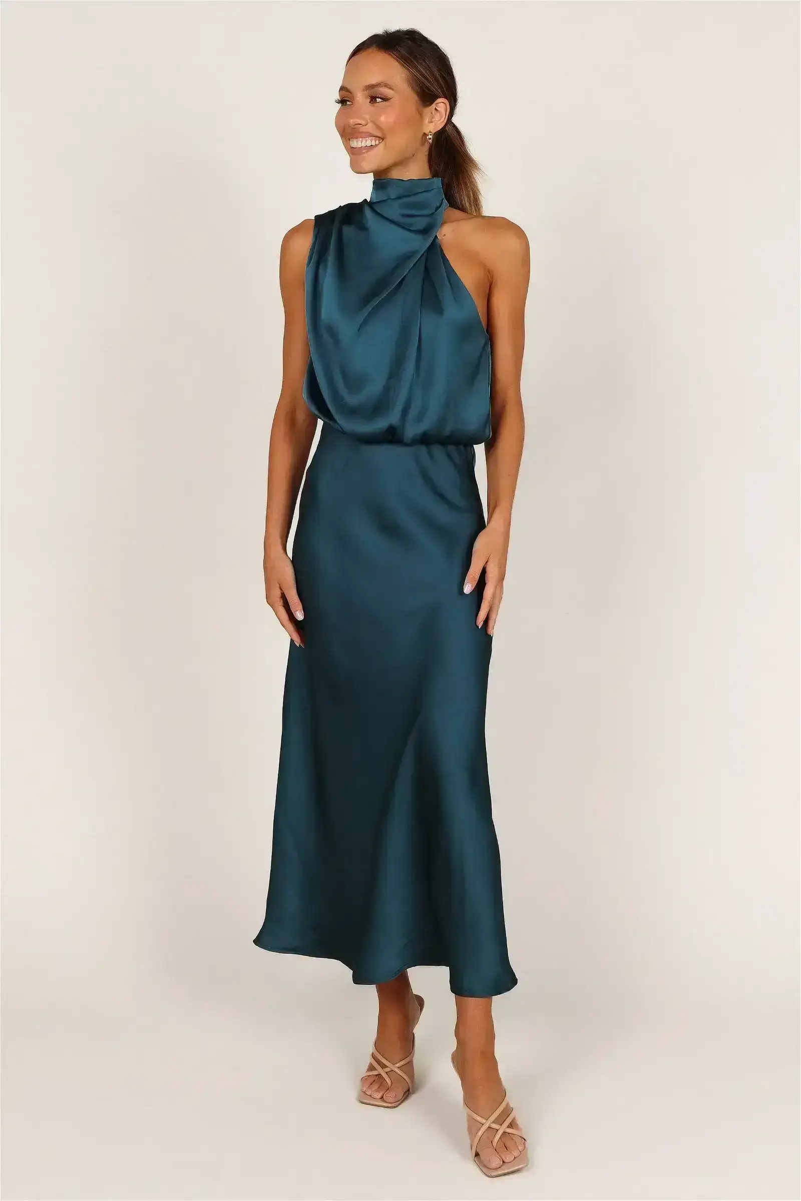 Image of Anabelle Halter Neck Midi Dress - Teal