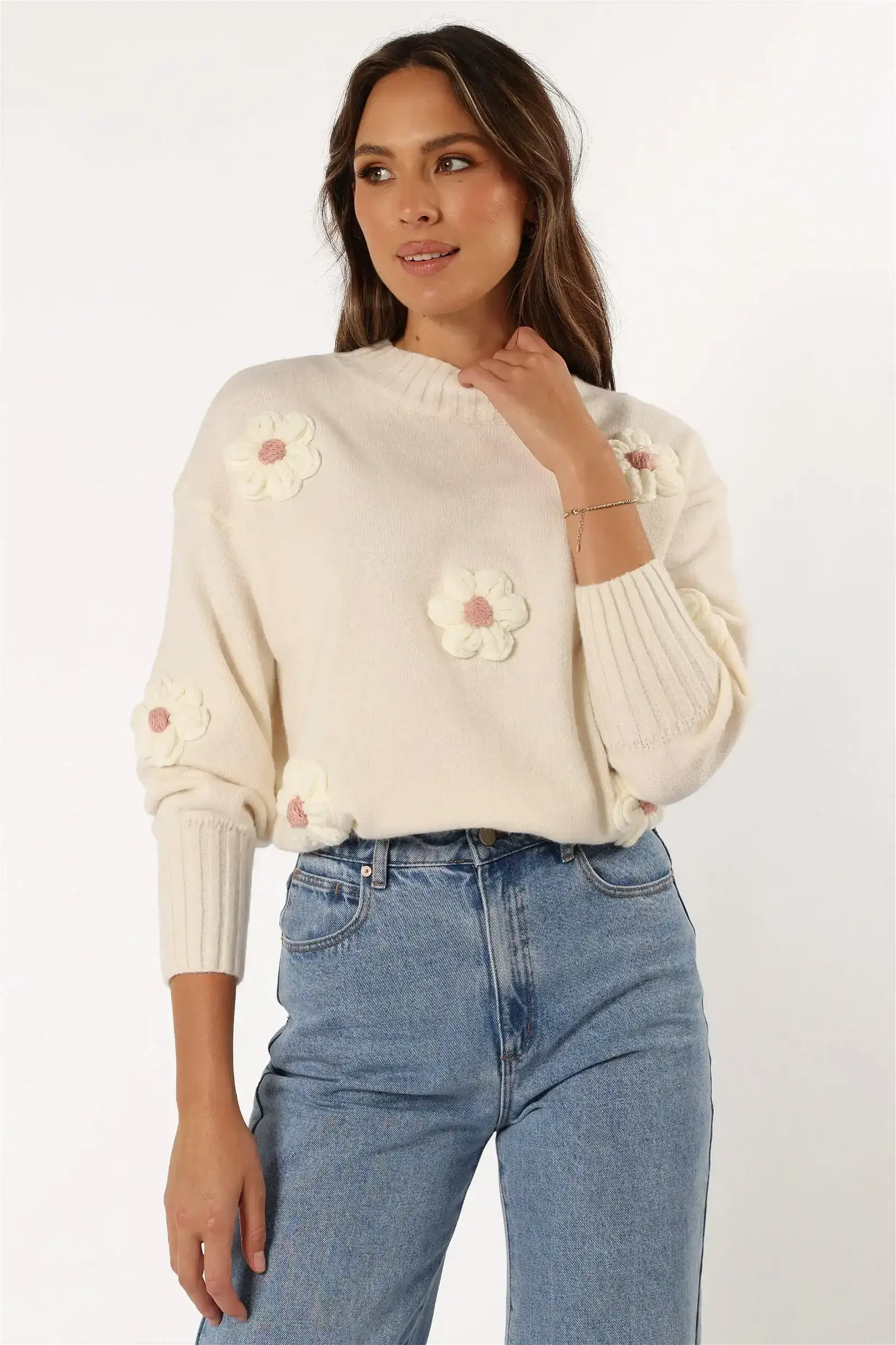 Image of Alto Flower Knit Sweater - White