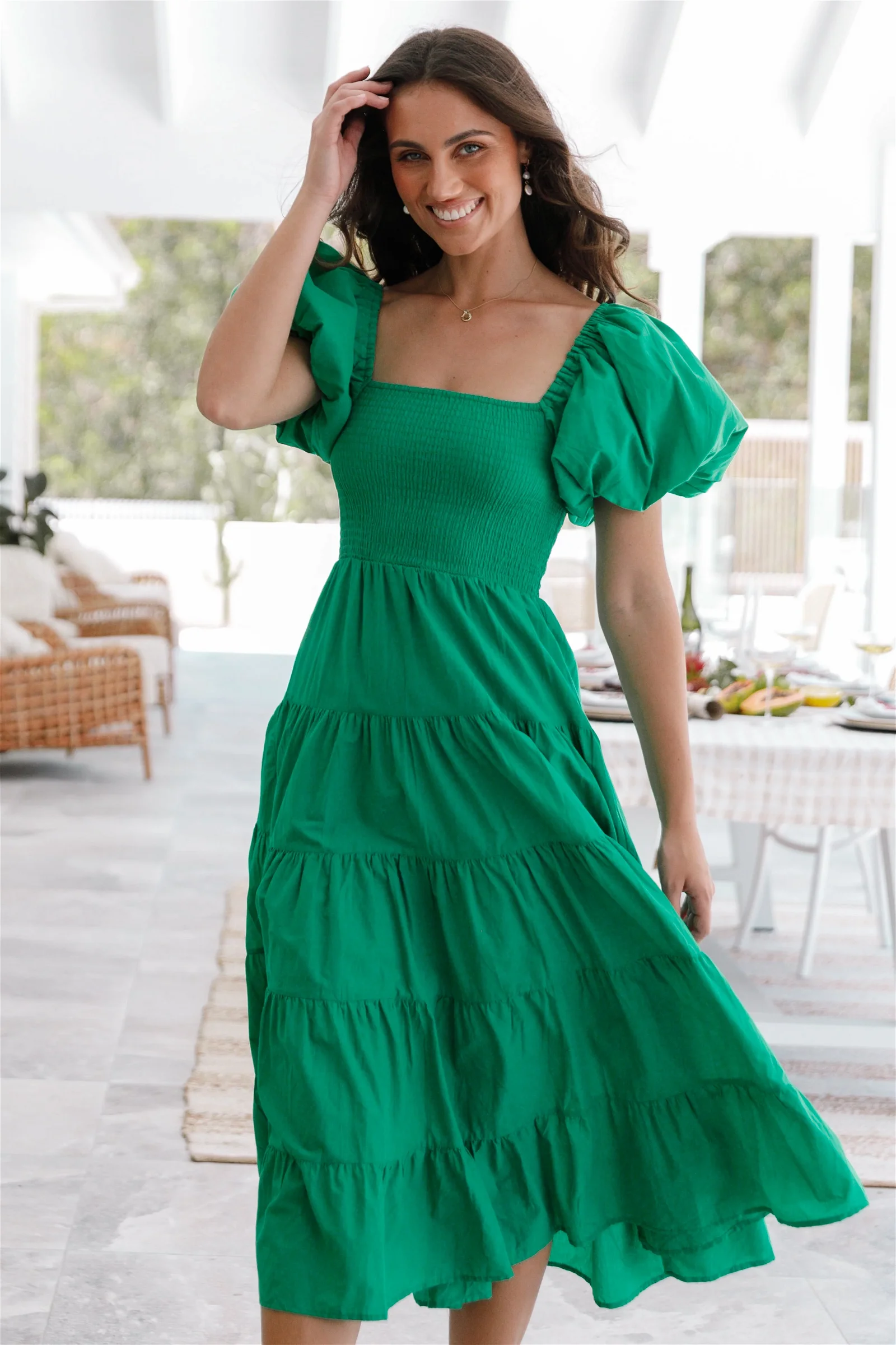 Image of Morgan Tiered Dress - Green