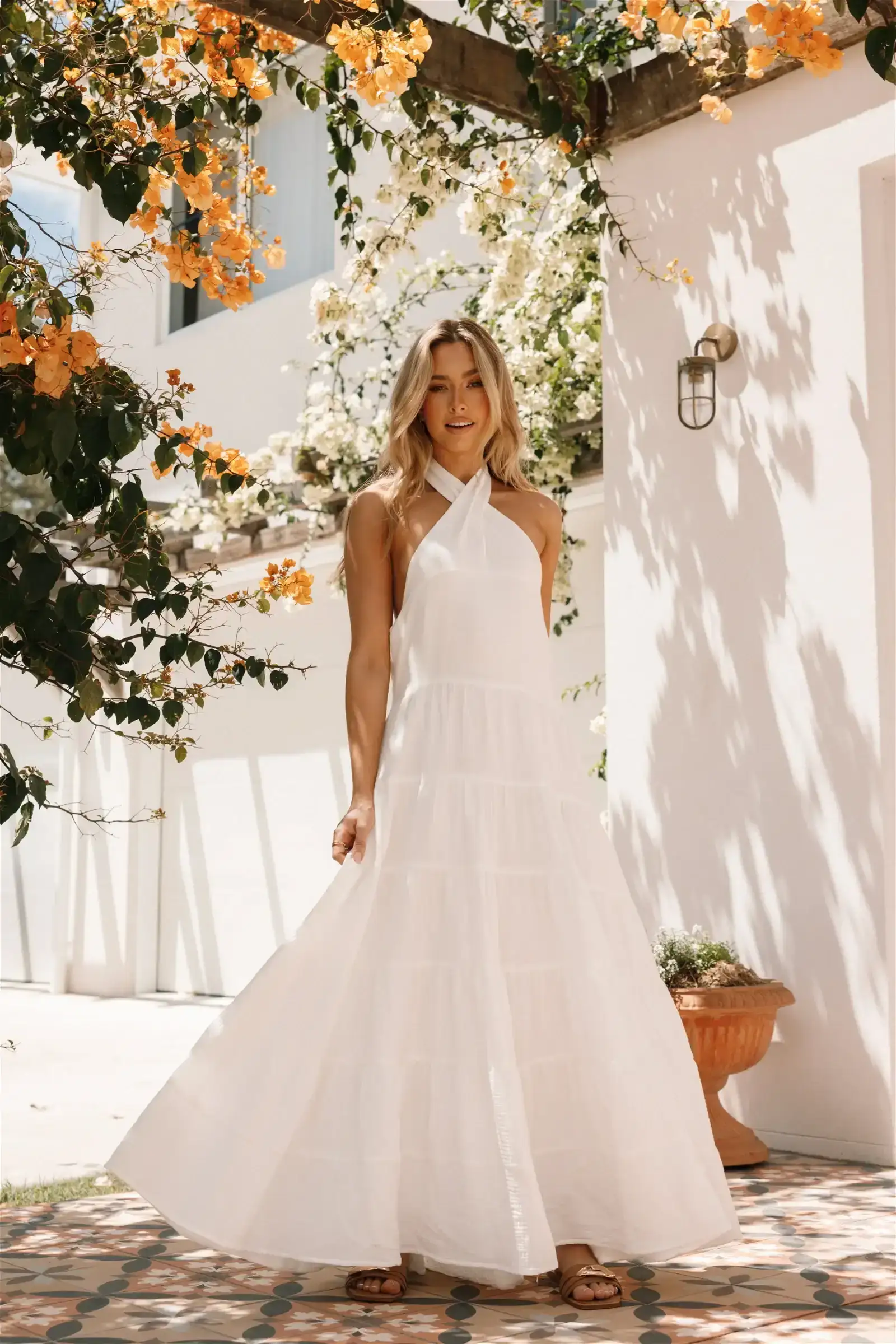 Image of Plara Halterneck Maxi Dress - White